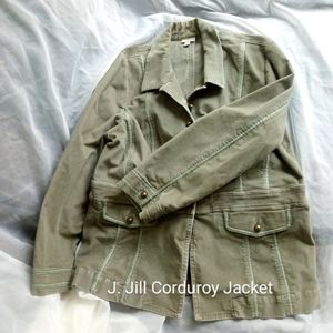 J. Jill Corduroy Jacket Size Large Light Green